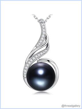 Pearl Necklace 925 Sterling Silver Pendant 19in Adjustable